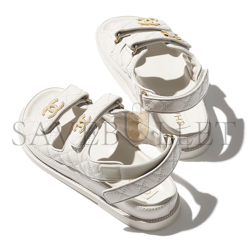 Ch*el sandals shiny lambskin g35927